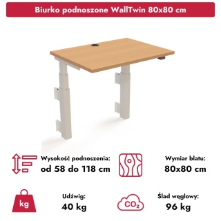 Biurko podnoszone elektrycznie WallTwin 80x80 cm